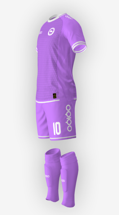 Purple football kit with number 10 and white details. Customizable and available in a wide range of colors